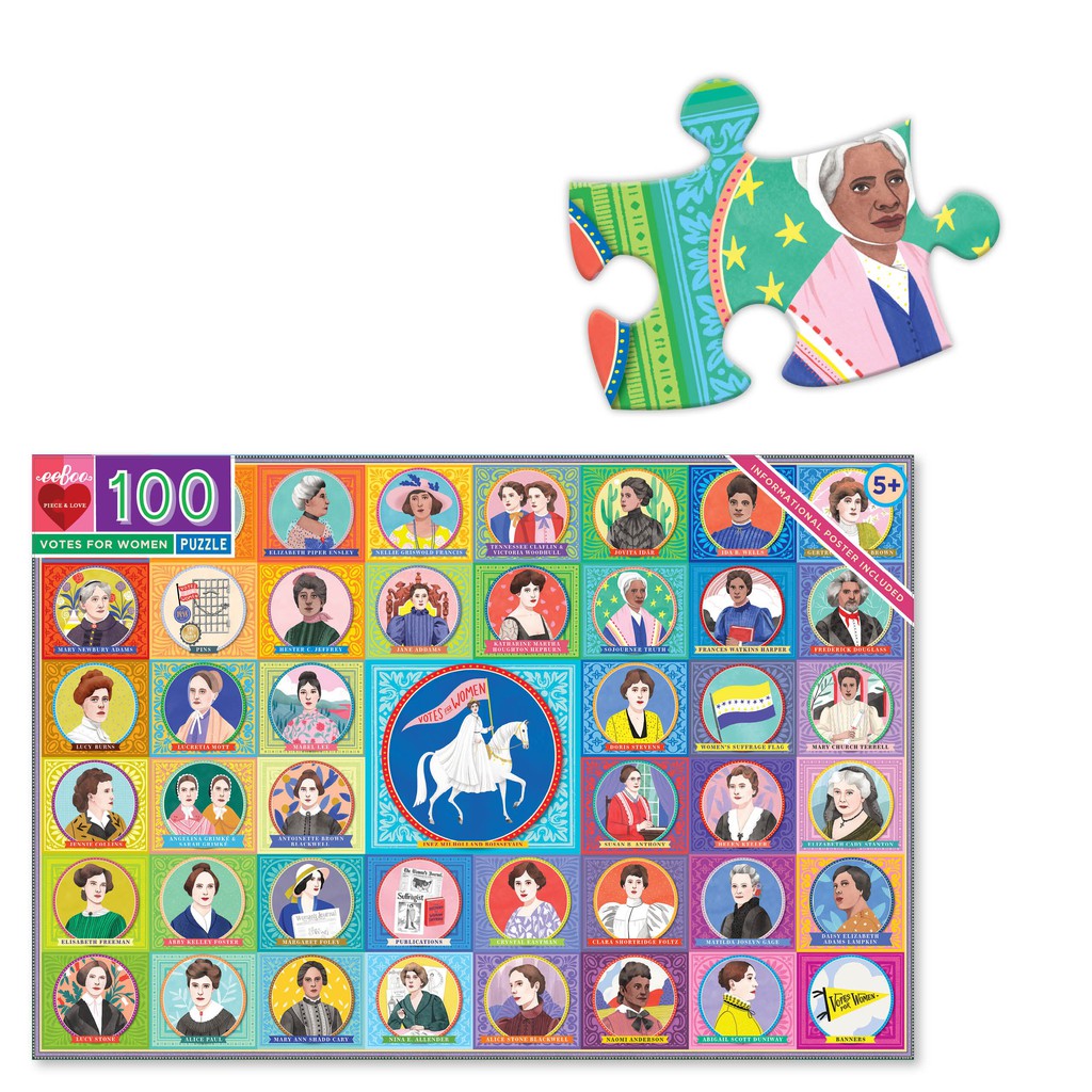 eeboo Votes for Women 100 Pieces Puzzle จิ๊กซอว์รูปสตรีผู้มีบทบาทในการเลือกตั้งแบบ 100 ชิ้น