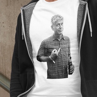 เสื้อยืดโอเวอร์ไซส์ใหม่ เสื้อยืดผ้าฝ้าย 100% พิมพ์ลาย Anthony Bourdain Middle Finger 2 Clicjo38Eljlkh01 ไซซ์ XS-3XLS-3XL