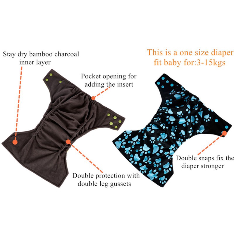 Cloth Diaper 1 Set With Bamboo Charcoal Inserts In Stocks / การออกแบบที่มีสีสันผ้าอ้อมผ้า 1 ชุดด้วยถ่านไม้ไผ่แทรก ราคา ถูกที่สุด ดีลบีเคเค แกลเลอรีภาพที่ 8