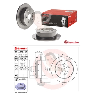 08 A608 11 จานเบรค ล้อ R (ยี่ห้อ BREMBO) รุ่น UV TOYOTA Alphard ปี 2002-2008*ราคาต่อข้าง