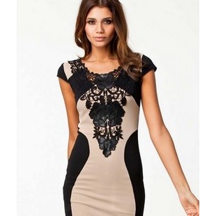 (พร้อมส่ง) BKK77047 เดรสสั้นลายทูโทน Size L (สีดำ)