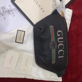 gucci print leather belt bag