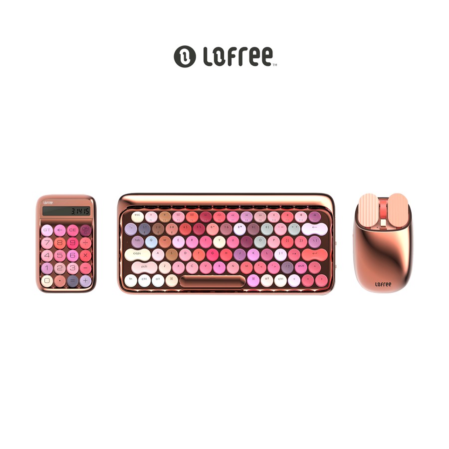 Xiaomi Lofree Dual-Mode Keyboard & Mouse & Calculator Rosegold  รองรับMac,IOS,Windows,Android #คีย์บ