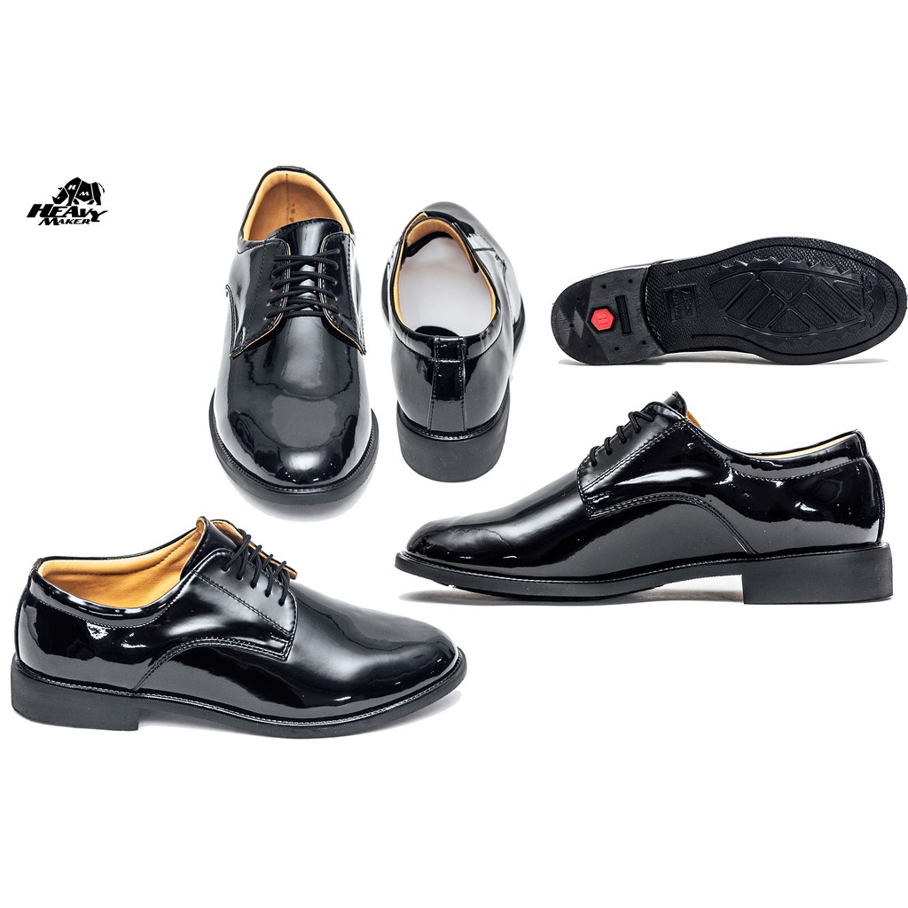 รองเท้าคัทชูผูกเชือกหนังแก้วนาโน รองเท้าตำรวจ รองเท้าทหาร (หนังแก้วที่ทนทึ่สุดซับในหนังวัวแท้)