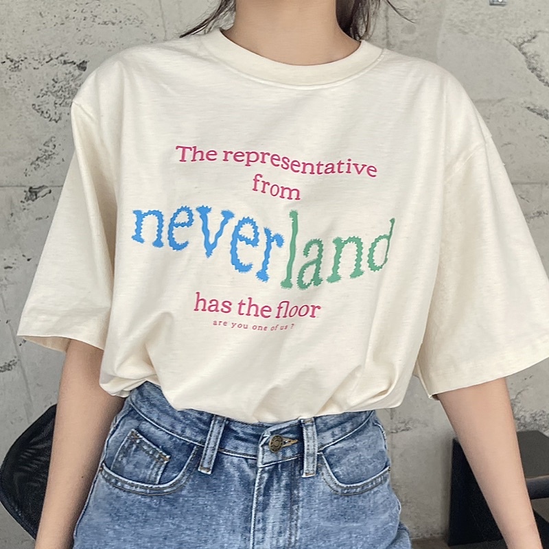 ENDOFMARCH | neverland oversized tee cotton 100% 🍑 เสื้อยืดผ้าคอตตอนดิบสีครีม