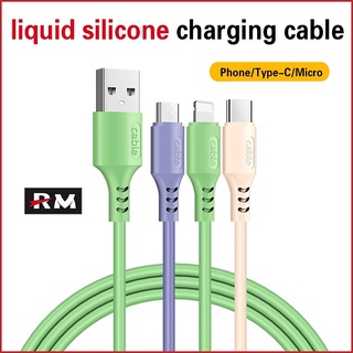 3 in1 3A สายชาร์จ ซิลิโคนเหลว สายชาร์จ Micro Usb / Type-C ชาร์จเร็ว โทรศัพท์มือถือ TypeC