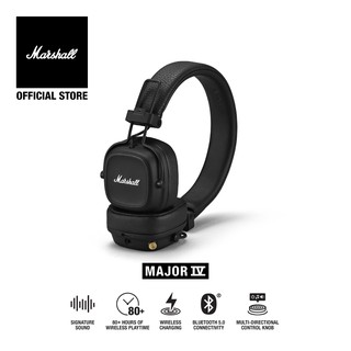 🎧🎵Marshall Major IV Bluetooth Black/Brown - หูฟังบลูทูธ, หูฟังครอบหู, หูฟังไร้สาย/