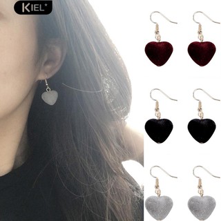 Kiel ผู้หญิงกำมะหยี่หวาน Heart Drop Dangle ต่างหู Hook Eardrop เครื่องประดับของขวัญ