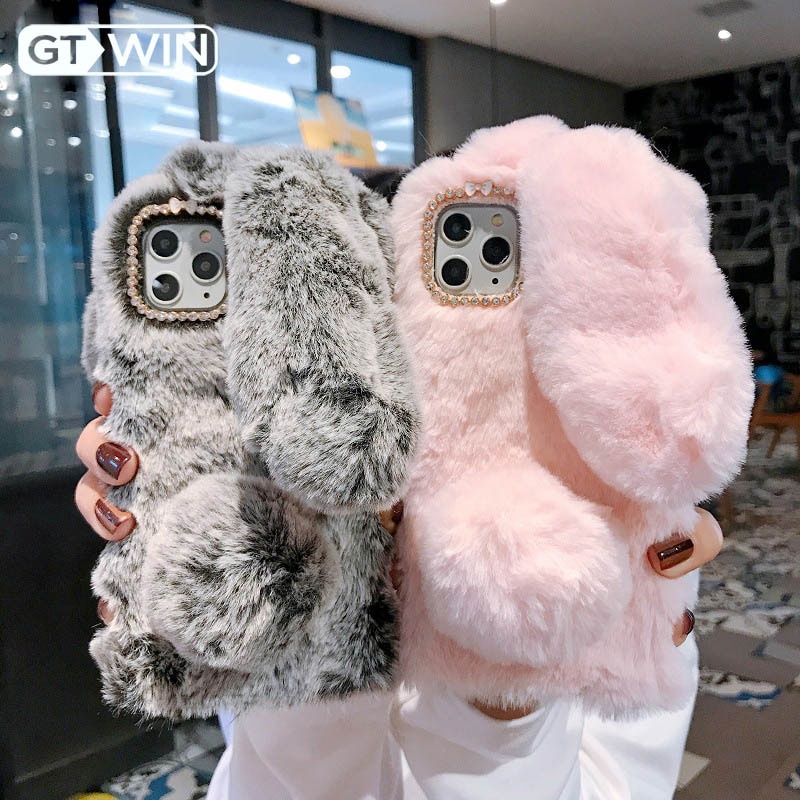 GTWIN Plush WarmสําหรับVivo Y15s 2021 Y15A Realme Narzo 50i 50a realme 8iน่ารักหูกระต่ายยาวFurryปุยข