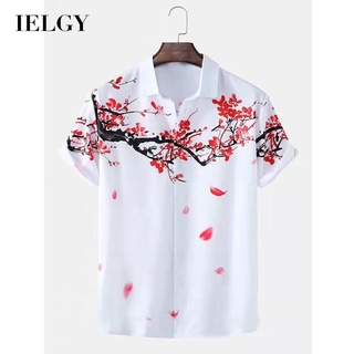 Ielgy เสื้อเชิ้ต คอปกโปโล พิมพ์ลาย ลําลอง เข้ากับทุกการแต่งกาย สําหรับผู้ชาย