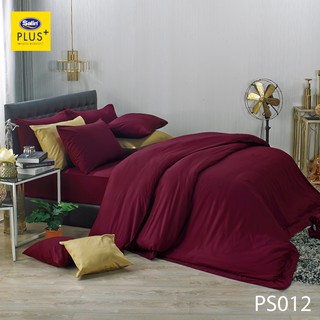 [New2020] Satin Plus ใหม่นุ่มมาก ชุดผ้าปูที่นอน 6 ฟุต 5 ฟุต  มี 5 ชิ้น (ไม่รวมนวม) PS012 Wine red