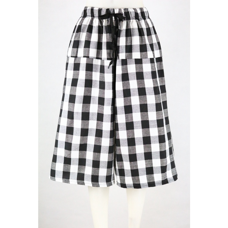 รุ่น818# กางเกงลายสก็อตผ้าสปันไซส์ใหญ่ ทรงขากว้าง สาวอวบใส่ได้ - รูปที่ 5