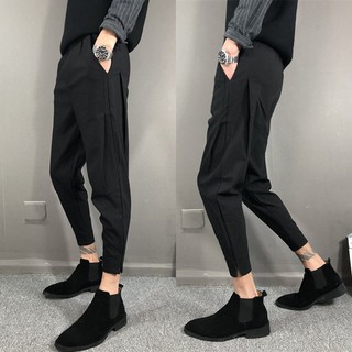 🔥Hot sale~ Samurai pants black ninth harem pants mens mens trousers กางเกงลำลอง