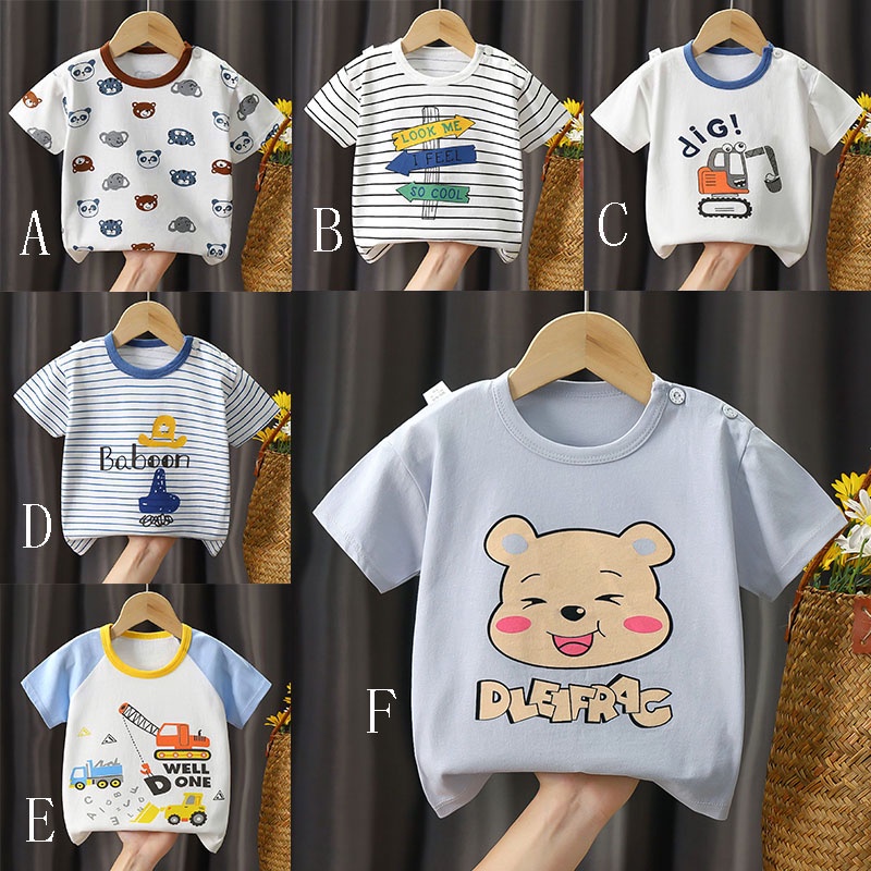 ใหม่ เสื้อยืดแขนสั้น ผ้าฝ้าย 100% พิมพ์ลายการ์ตูนน่ารัก สไตล์เกาหลี แฟชั่นฤดูร้อน สําหรับเด็กผู้ชาย และเด็กผู้หญิง
