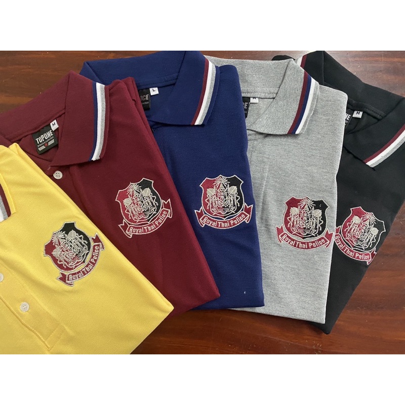 เสื้อโปโลปักลายตราแผ่นดิน หลากสี ไซส์ S M L XL 2XL