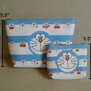 กระเป๋าแม่ลูก กระเป๋าเครื่องสำอาง + กระเป๋าใส่เหรียญ ลาย โดเรม่อน Doraemon