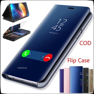 Leather Flip Case For Oppo A54 A55 A74 A94 A52 A72 A92 A93 A54S A16 A 54 55 74 94 52 72 92 93 54 16 A 54 S 5G 4G Smart Mirror Flip Case Auto Wake Sleep Clear View Stand Casing For Oppo A53S A32 A93 2020 phone casing