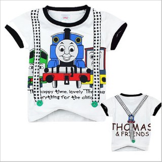 เสื้อยืดลําลอง ลาย Thomas Train Bib แฟชั่นฤดูร้อน สําหรับเด็กวัยหัดเดิน