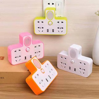 ปลั๊ก 2 ตา พร้อมช่องเสียบ USB ปลั๊กเพิ่มช่องเสียบผนัง+ ปลั๊กชาร์จโทรศัพท์ เพิ่มช่อง Smart Adapter 4 ช่อง 2 สวิทต์