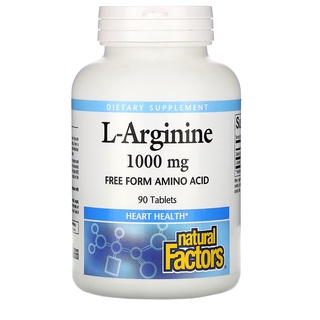 L-Arginine  แอลอาร์จินีน  1,000 mg, 90 Tablets เม็ด,  Natural Factors , LArginine