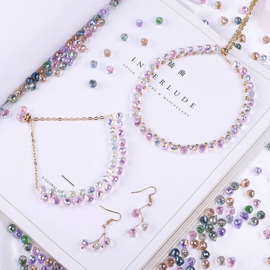 10ชิ้น โปร่งใสหยดน้ํารูปลูกปัดแก้วคริสตัลลูกปัดที่มีสีสันลูกปัดสําหรับ ทําเอง สร้อยข้อมือต่างหูเครื่องประดับลูกปัดทํา (มีรู)