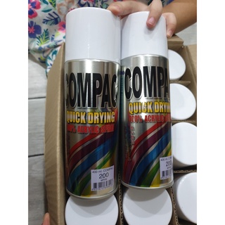 COMPAC สีสเปรย์อะครีลิค (สีขาว ) 100% 400cc สีสเปรย์คอมเเพค สีกระป๋อง สีขาว ( 5กระป๋อง )