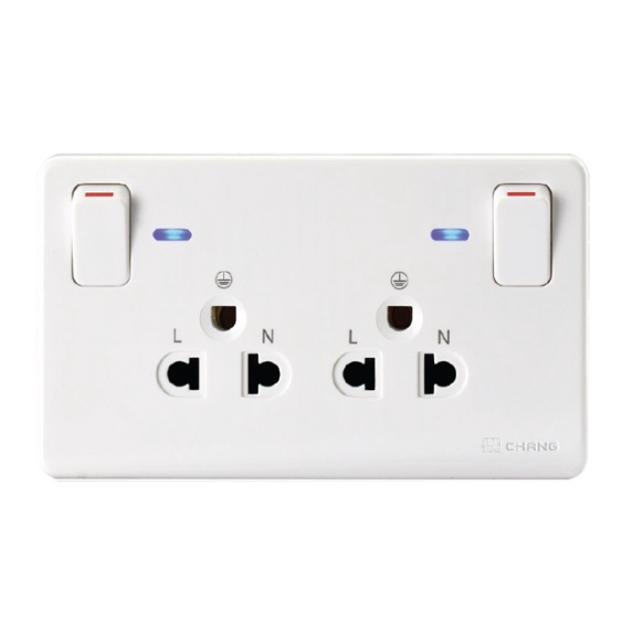 CHANG ปลั๊กคู่มีกราวด์ ควบคุมด้วยสวิทซ์ มีม่านนิรภัยพร้อมไฟสัญญาณ - รูปที่ 2