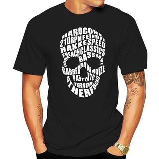 [S-5XL]เสื้อเชิ้ต Hardcore Wordskull Speedcore Gabber Techno Hardstyle Frenchcore ใหม่