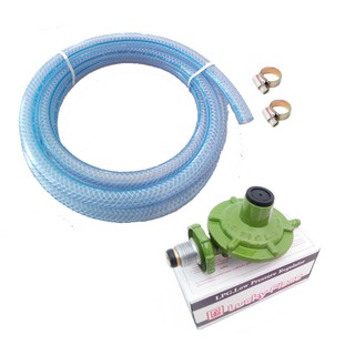 หัวเตาแก๊ส หัวปรับพร้อมสาย หัวปรับแก๊สแรงดันต่ำ LOWGAS พร้อมสายแก๊ส 2เมตร พร้อมกิ้บรัดครบชุด สำหรับเตากล่องเตาชั้น