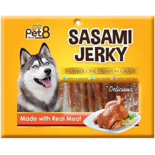 Pet8 ขนมสุนัข ไก่พันแท่งหนังเกลียว JJ407  (150ก.x2แพ็ค ) 300 กรัม