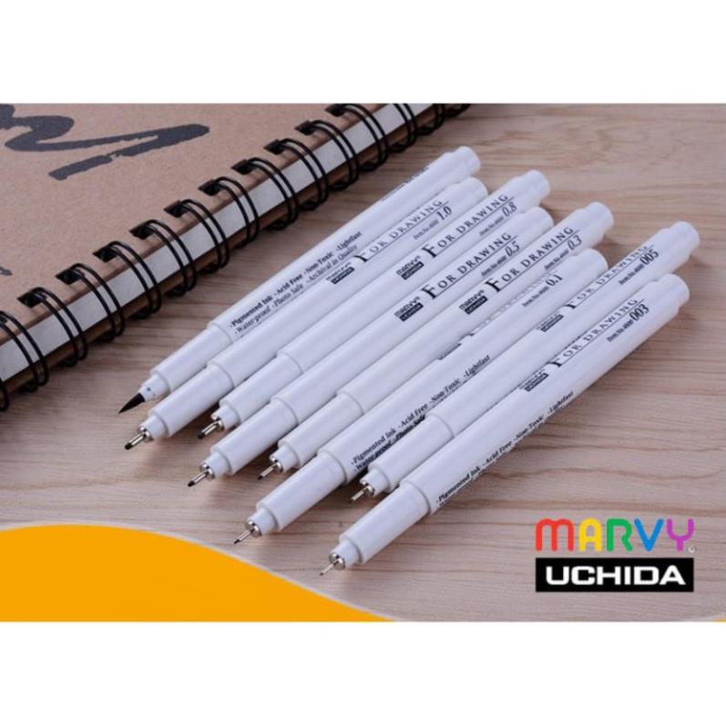 Uchida Marvy Waterproof Line Pen สีดํา