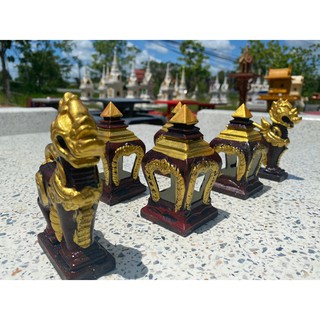 สิงห์ เสมา ศาลพระภูมิ เซท 6 ชิ้น เซทสีน้ำตาลทอง