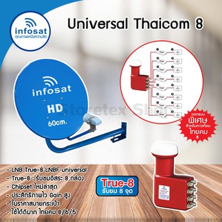 ชุดจานดาวเทียม Infosat 60cm. พร้อม LNB universal infosat รุ่น True-8 รองรับ Thaicom 5/6/8