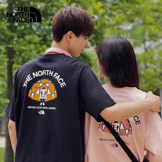 Thenorthface เสื้อยืดแขนสั้น ผ้าฝ้าย พิมพ์ลาย ระบายอากาศ สวมใส่สบาย สําหรับคู่รัก | 7we1S-5XL