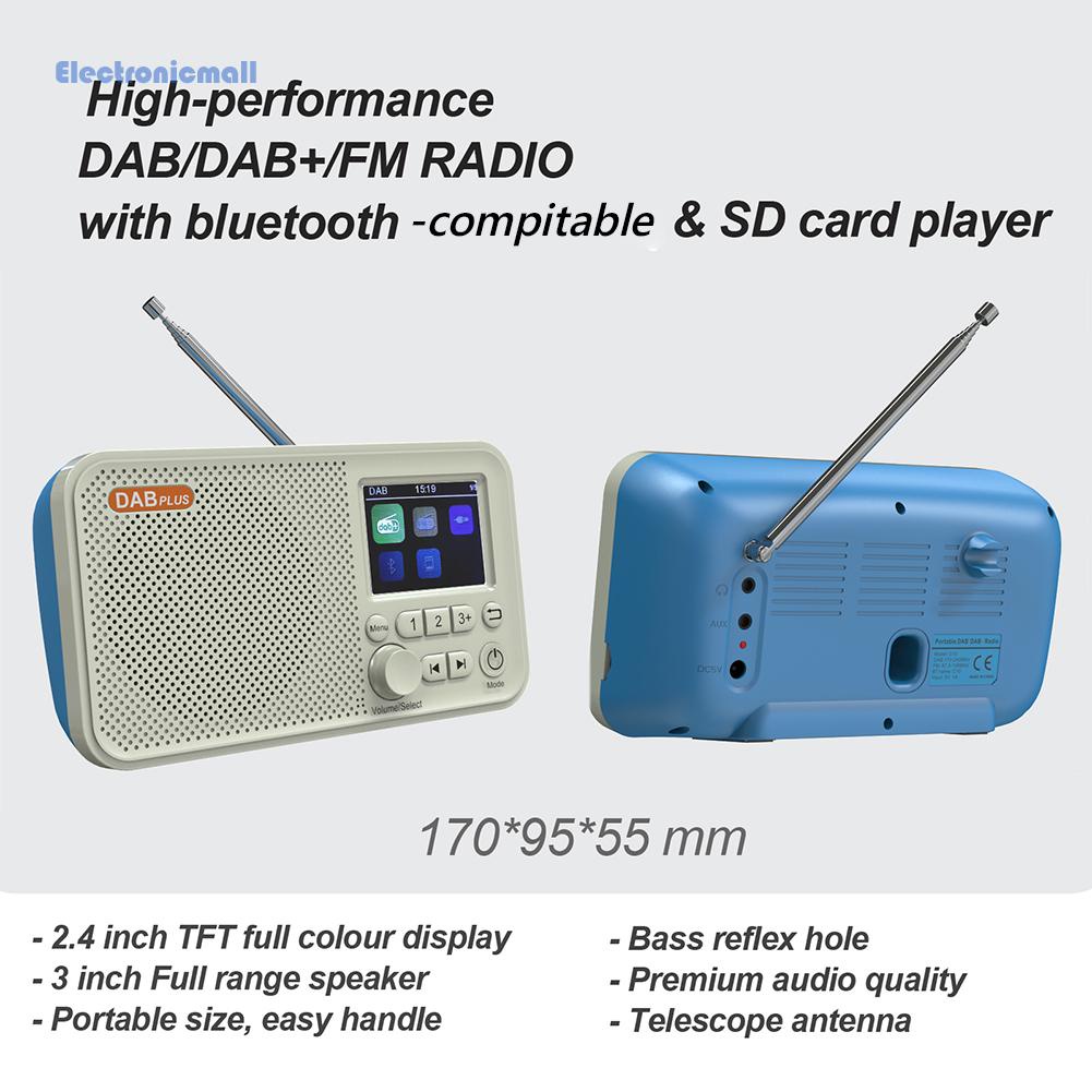 ElectronicMall01* C10 2.4 inch Color LCD Screen Alarm Clock DAB DAB+ FM Bluetooth-compatible Radio