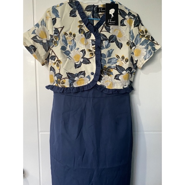 เดรสสีน้ำเงิน Prawi ลายดอก สีน้ำเงิน #M #เดรสทำงาน