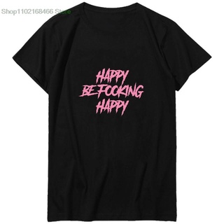 เสื้อยืดพิมพ์ลายแฟชั่น เสื้อยืด พิมพ์ลายกราฟฟิค yungblud be fooking happy สไตล์ฮิปฮอป ฮาราจูกุ สตรีท สีดํา และสีขาว ขนาด