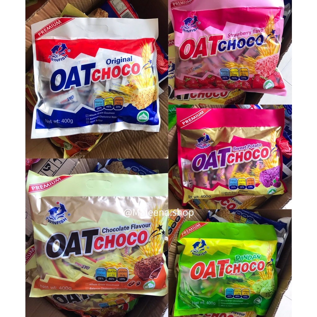 ขนมโอ๊ตอัดแท่ง ห่อใหญ่ OAT CHOCO ขนมข้าวโอ๊ตอัดแท่ง(Twin Fish)อร่อยกรุบกรอบ ขนมข้าวโอ๊ตอัดแท่ง ขนมข้