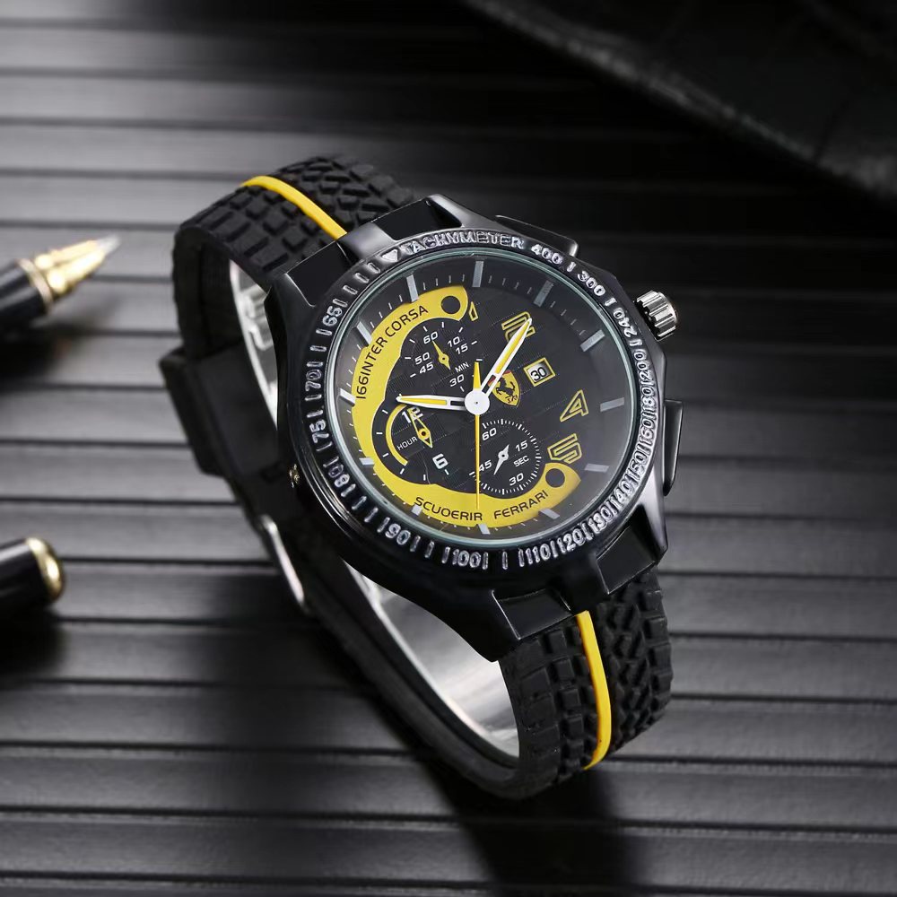 Ferrari นาฬิกาข้อมือ สายซิลิโคน กันน้ํา หน้าปัดบอกปฏิทิน สไตล์สปอร์ต แฟชั่นสําหรับผู้ชาย 2023