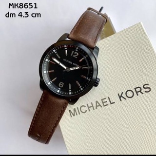 (ผ่อน0%) นาฬิกาชาย Michael Kors Vonn Leather Watch MK8651 สายหนัง สีน้ำตาล หน้าปัดสีดำ 42 มม.