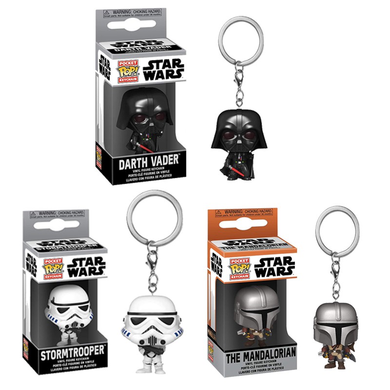 Funko Pop! 〖ฟิกเกอร์ Star Wars』Mandalorian Stormtrooper Darth Vader พวงกุญแจพวงกุญแจตุ๊กตาของเล่นสํา
