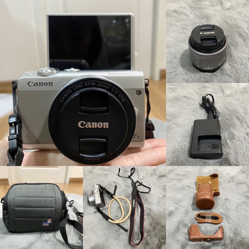 กล้อง Canon eos m100 สีเทา📷 มือสอง สภาพ99.99% อุปกรณ์ครบ‼️ของแถมเพียบ‼️