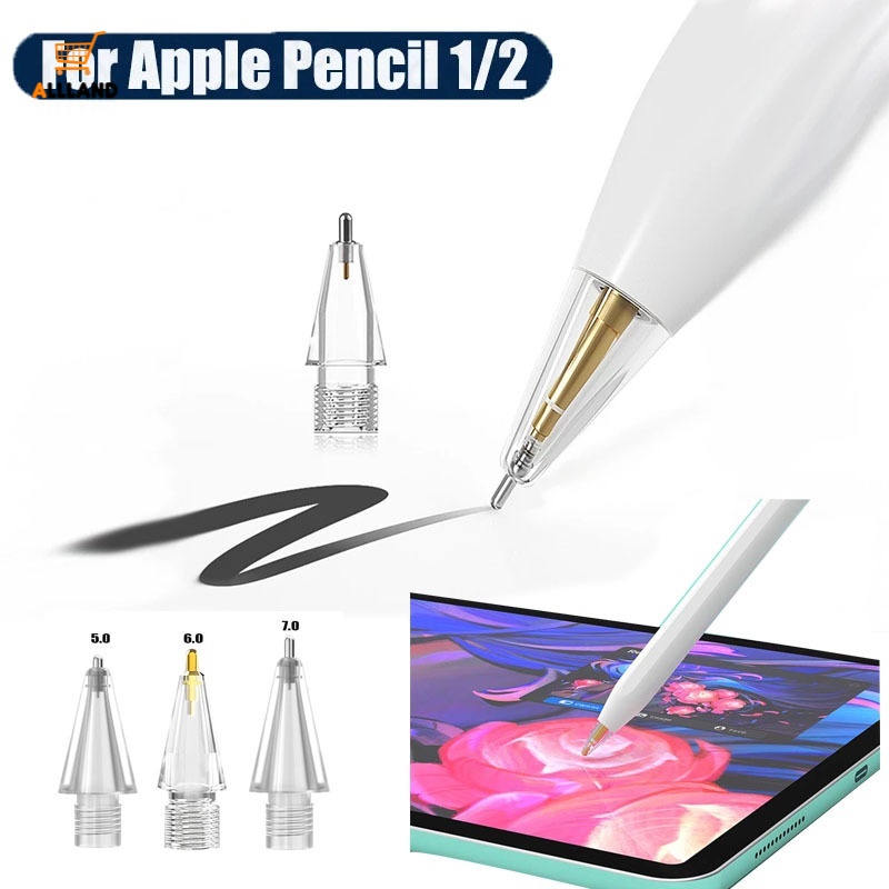 ปลายปากกาทัชสกรีน แบบใส ชุบนิกเกิล ทนทาน แบบเปลี่ยน สําหรับ Apple Pencil Gen 1 2 IPad