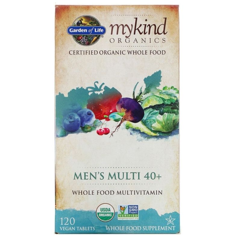 Garden​ of​ Life, MyKind Organics, Men's Multi 40+, Whole Food Multivitamin, 120 Vegan Tablets