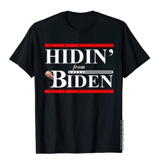 เสื้อยืดผ้าฝ้าย เสื้อยืดผ้าฝ้าย พิมพ์ลาย Hidin From Biden For President Funny 2022 สําหรับผู้ชาย