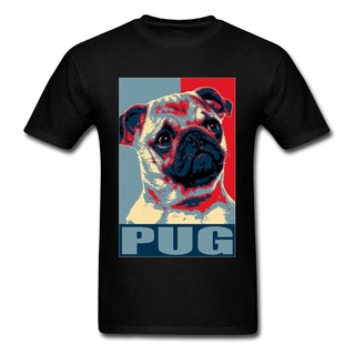 เสื้อยืดลําลอง แขนสั้น พิมพ์ลายโลโก้ PUG สุนัขน่ารัก สีดํา แฟชั่นสําหรับเด็กผู้ชายS-5XL