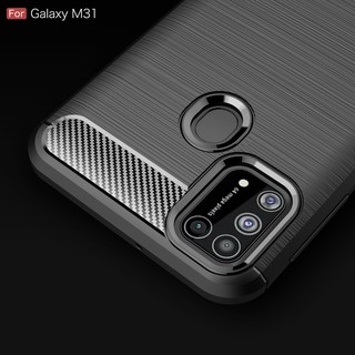 Samsung Galaxy M31 นิ่ม คาร์บอนไฟเบอร์ กันกระแทก บาง เคสป้องกันด้านหลัง เคสโทรศัพท์