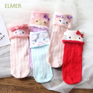 Elmer ถุงเท้าข้อสั้น ผ้าฝ้าย ระบายอากาศ ลายกระต่าย คิตตี้ แมว โบว์น่ารัก หลากสี สไตล์เกาหลี สตรีท สําหรับผู้หญิง