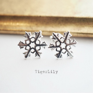 ต่างหูเงินแท้ 92.5% ตุ้มหูเงินแท้ snowflake เงินแท้ ต่างหุมินิมอล 925 Silver Snowflake Earrings