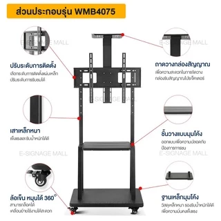 ขาตั้งทีวี สูง180cm ขาแขวนทีวี ตั้งพื้น ขนาด 32-75 นิ้ว ปรับ ก้ม เงยได้ มีล้อ เคลื่อนย้ายได้ แข็งแรง เหล็กหนา